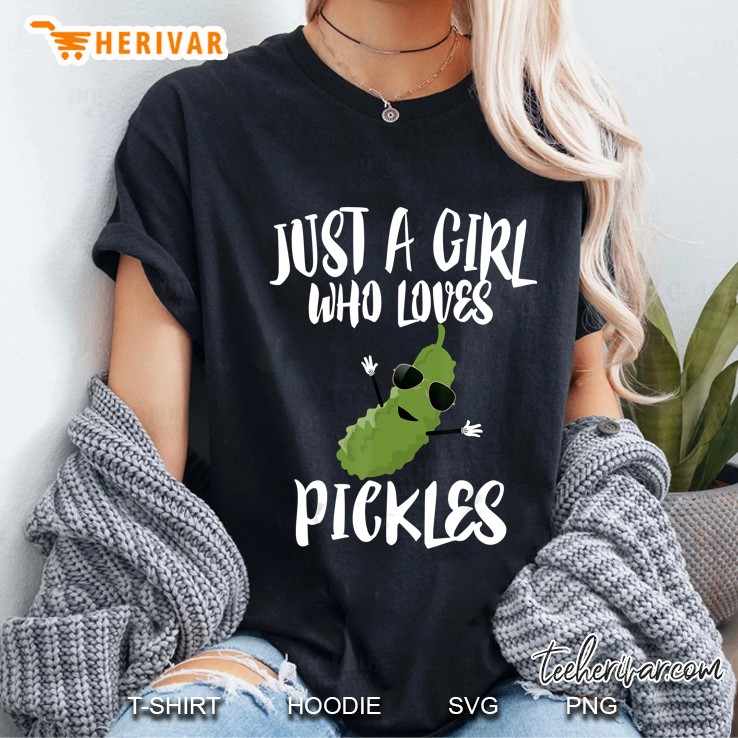 Just A Girl Who Loves Pickles Wearing Sunglasses Pickle Version Ladies Tee