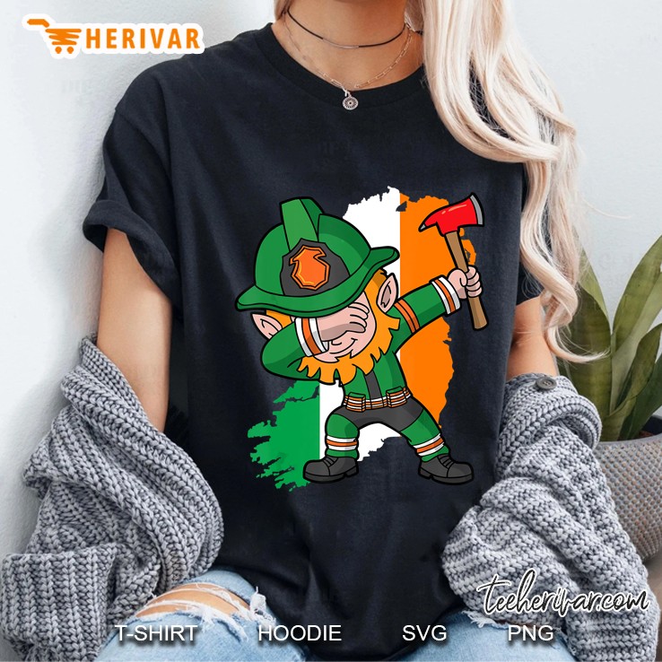 St Patricks Day Dabbing Leprechaun Firefighter Ladies Tee