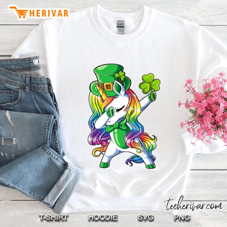 St Patricks Day Girls Dabbing Unicorn Leprechaun Lepricorn Sweatshirt