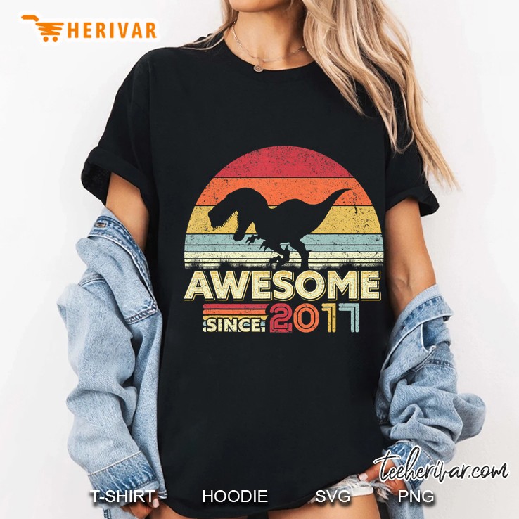 Awesome Since 2017 T Rex Vintage Ladies Tee