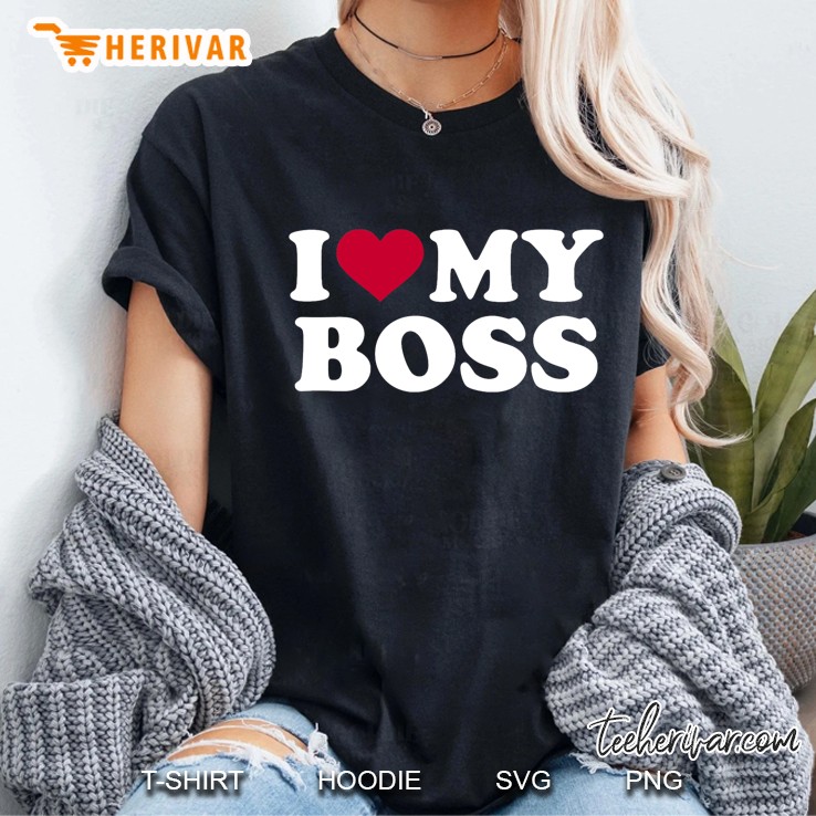 I Love My Boss Red Heart Version Ladies Tee