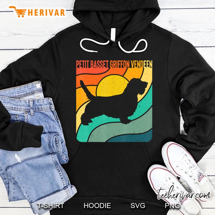 Petit Basset Griffon Vendeen Dog Silhouette Vintage Version Hoodie