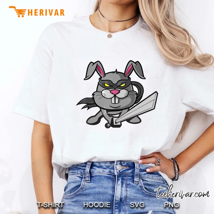 Ninja Rabbit Cartoon Bunny Character Ladies Tee