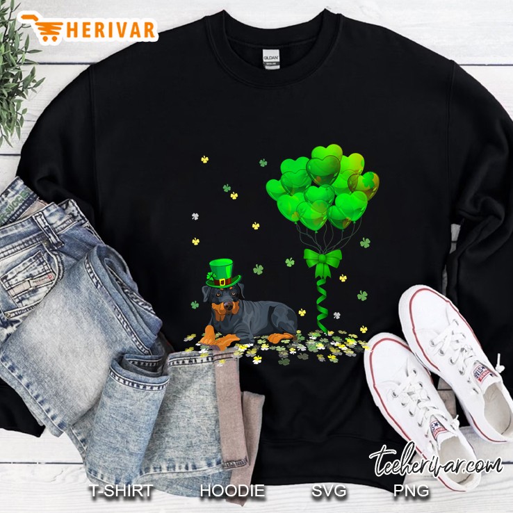 Leprechaun Rottweiler Green Heart Balloons Version Sweatshirt