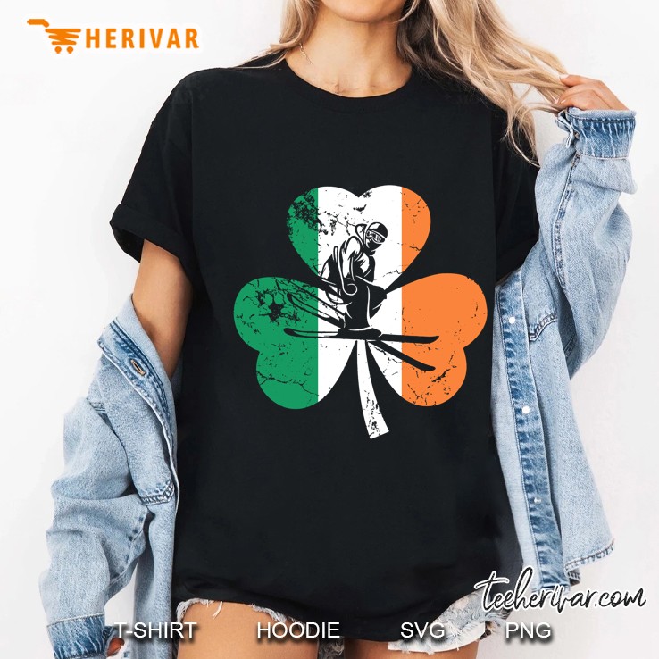 Skier Silhouette Irish Flag Shamrock Grunge Version Ladies Tee