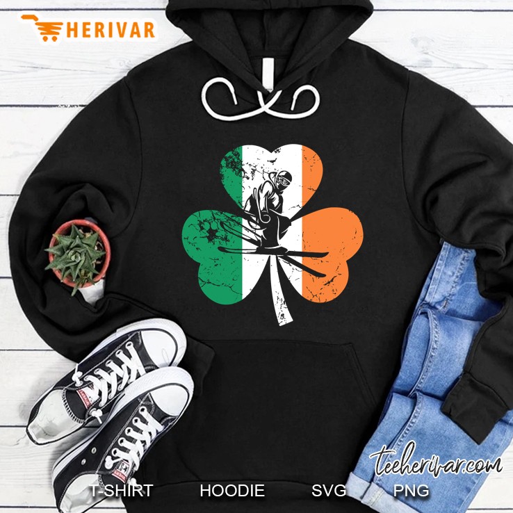 Skier Silhouette Irish Flag Shamrock Grunge Version Hoodie