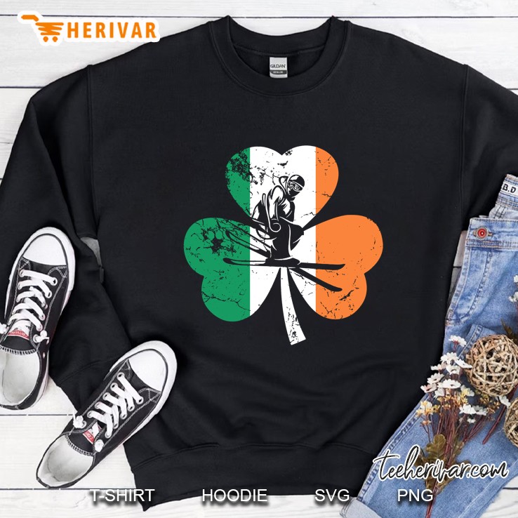 Skier Silhouette Irish Flag Shamrock Grunge Version Sweatshirt