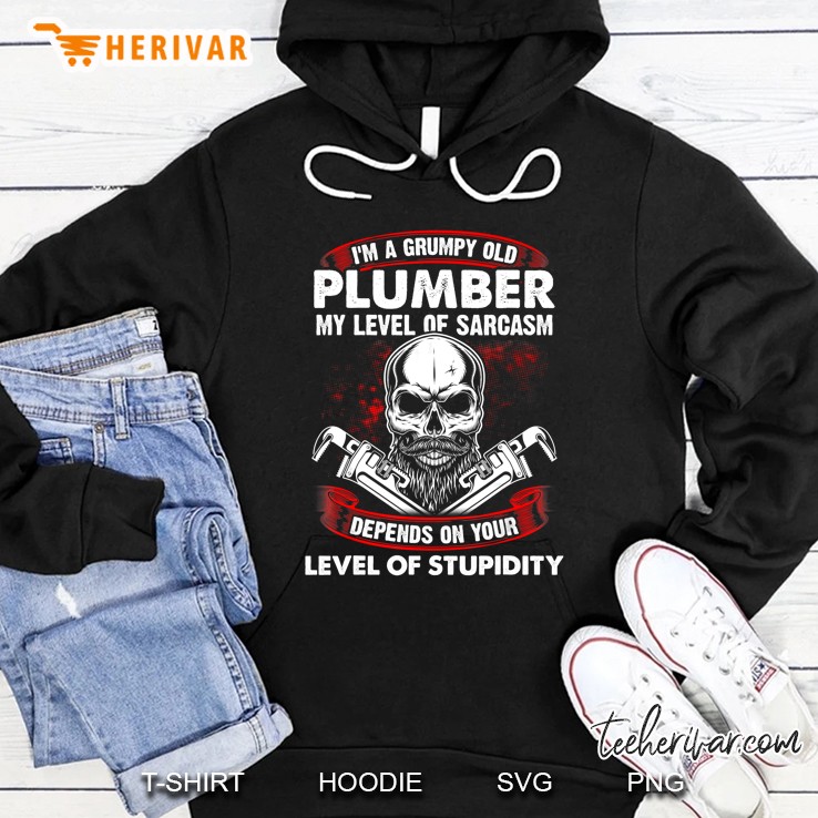 I'm A Grumpy Old Plumber My Level Of Sarcasm Depends On Your Level Of Stupidity Skull Version Mugs