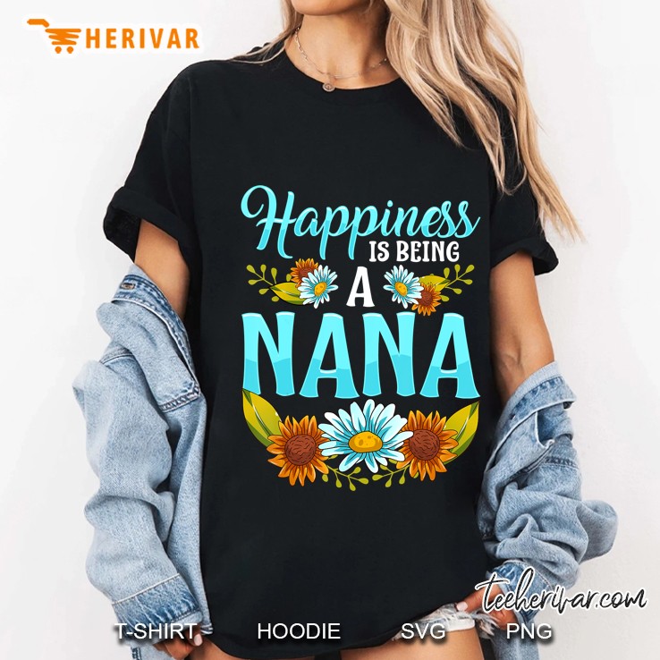 Happiness Is Being A Nana Floral Version Ladies Tee