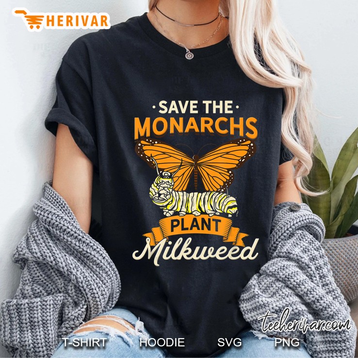 Save The Monarch Plant Milkweed Butterfly Caterpillar Ladies Tee