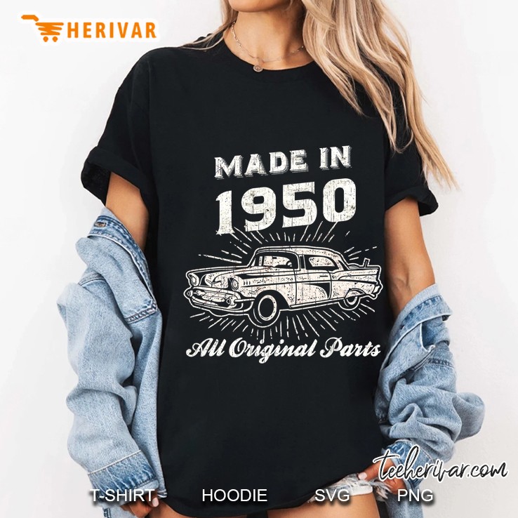 Vintage Made In 1950 70Th Birthday 70 Year Old Classic Car Ladies Tee