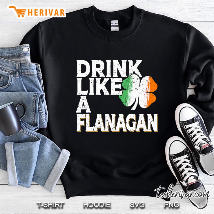 Drink Like A Flanagan Irish Flag Four Leaf Clover Version Sweatshirt
