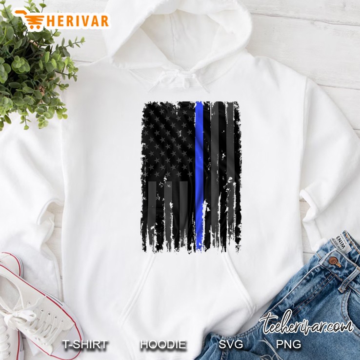 American Flag Thin Blue Line White Version Hoodie