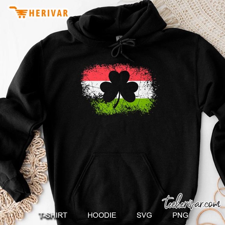 Hungarian Flag Shamrock Silhouette Grunge Version Hoodie