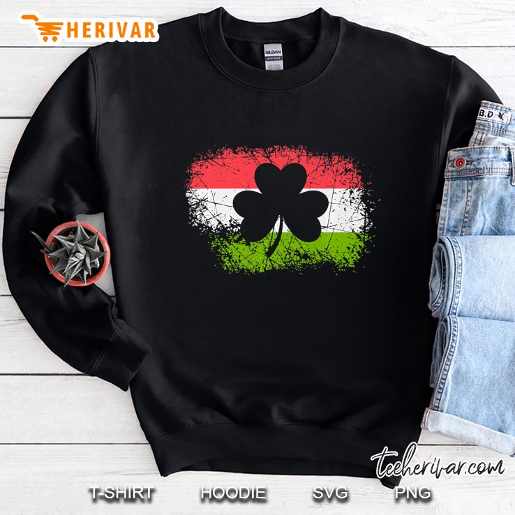 Hungarian Flag Shamrock Silhouette Grunge Version Sweatshirt