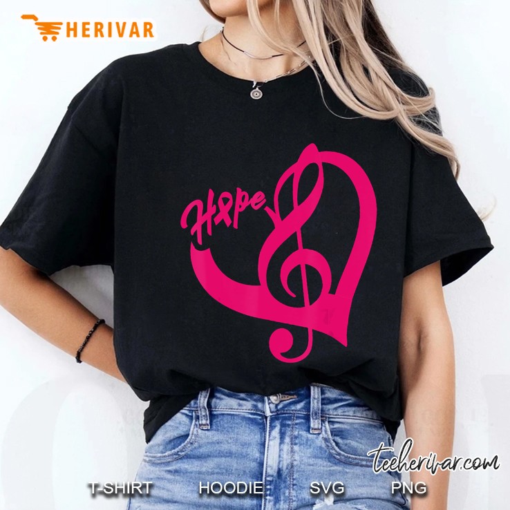 Treble Clef Heart Pink Ribbon Version Ladies Tee