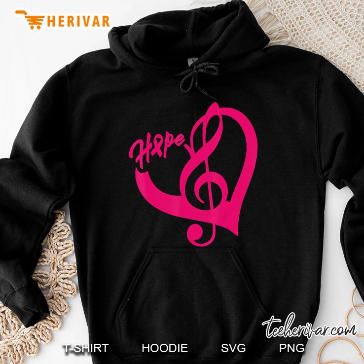 Treble Clef Heart Pink Ribbon Version Hoodie
