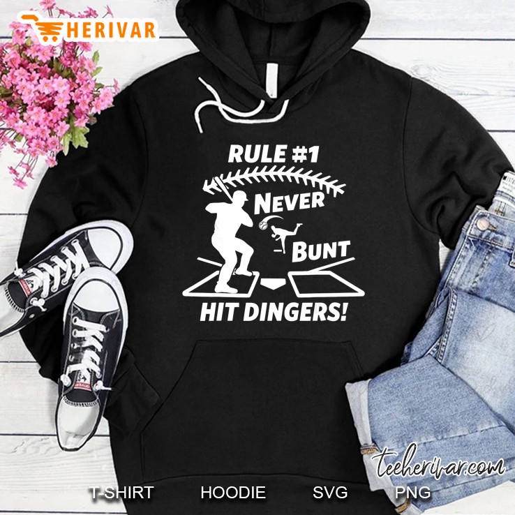 Rule #1 Never Bunt Hit Dingers Baseball Players Silhouette Version Hoodie