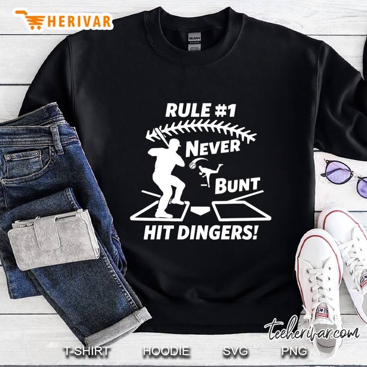 Rule #1 Never Bunt Hit Dingers Baseball Players Silhouette Version Sweatshirt