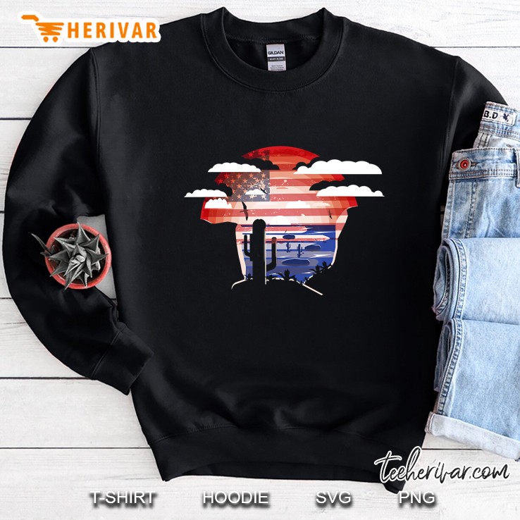 Southwestern Desert Saguaro Cactus American Flag Version Sweatshirt