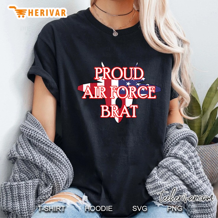 Proud Air Force Brat American Flag Jet Version Ladies Tee