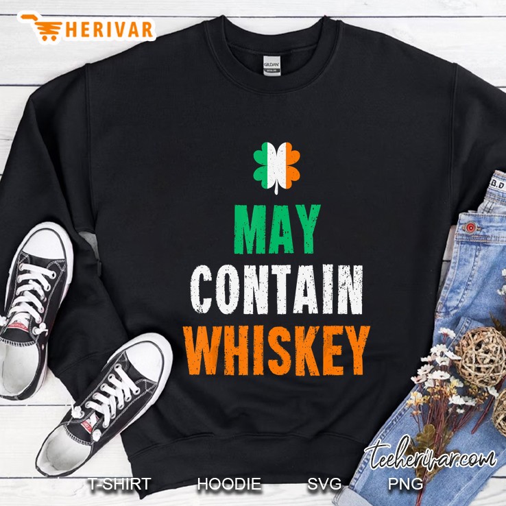 May Contain Whiskey Irish Flag Four Leaf Clover Version Sweatshirt