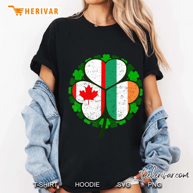 Canadian Flag And Irish Flag Shamrock Ladies Tee
