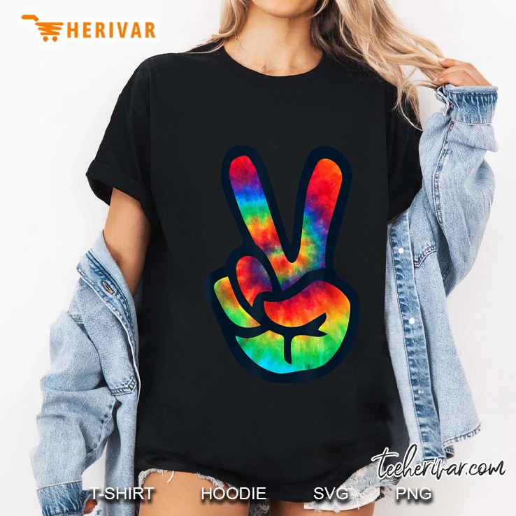 Peace Sign Hand Tie Dye Version Ladies Tee