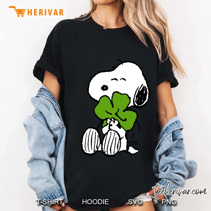 Peanuts Snoopy Hugging Shamrock Ladies Tee