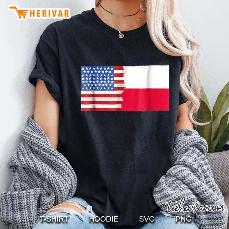 Half American Half Polish Flag Hoodie