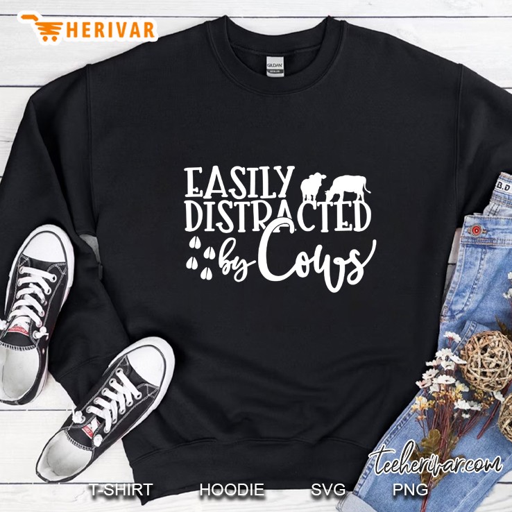 Easily Distracted By Cows Cows Silhouette Version Sweatshirt