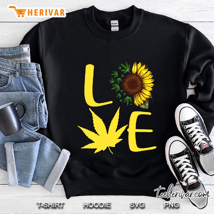 Love Sunflower And Weed Leaf Silhouette Version Mugs