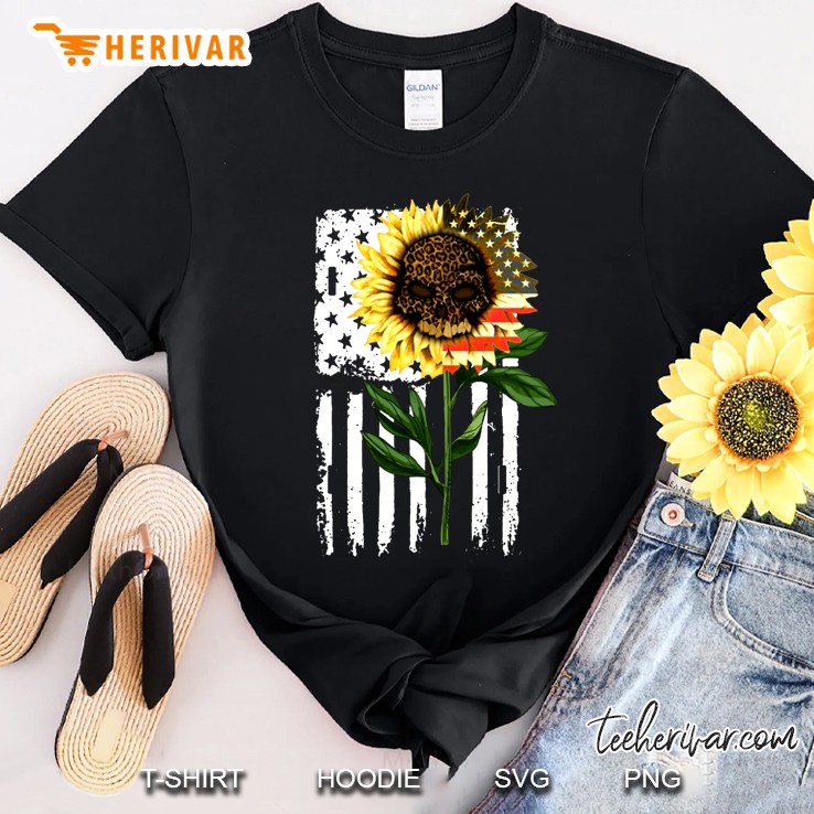 Leopard Skull Sunflower American Flag Version Shirt