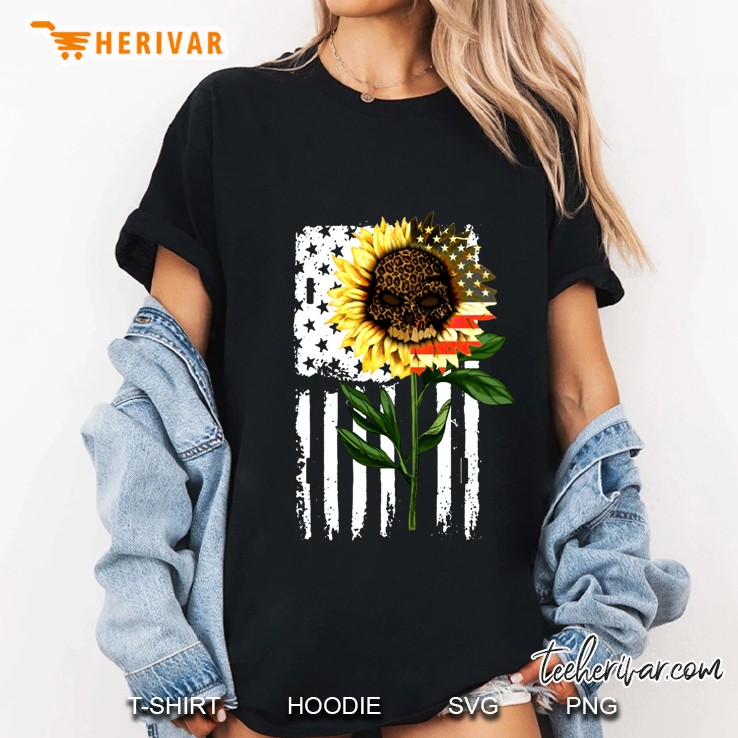 Leopard Skull Sunflower American Flag Version Hoodie