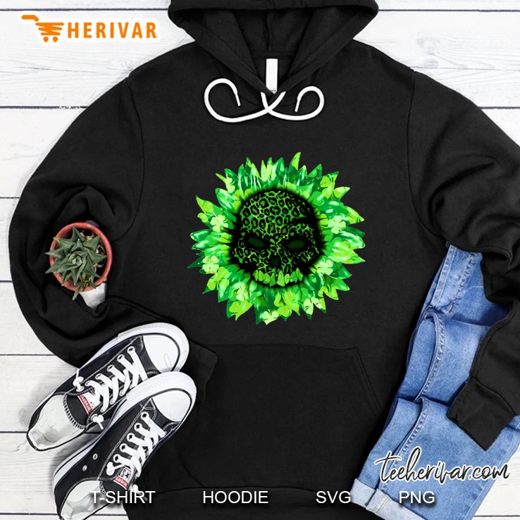 Green Leopard Skull And Four Leaf Clover Sunflower Version Hoodie