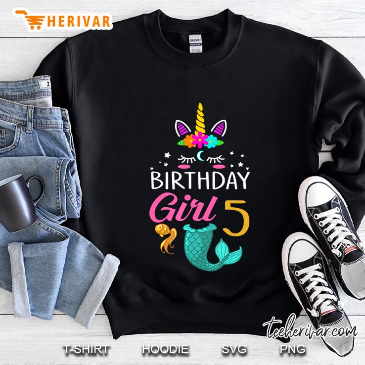 5Th Birthday Girl Unicorn Mermaid Tail Sweatshirt