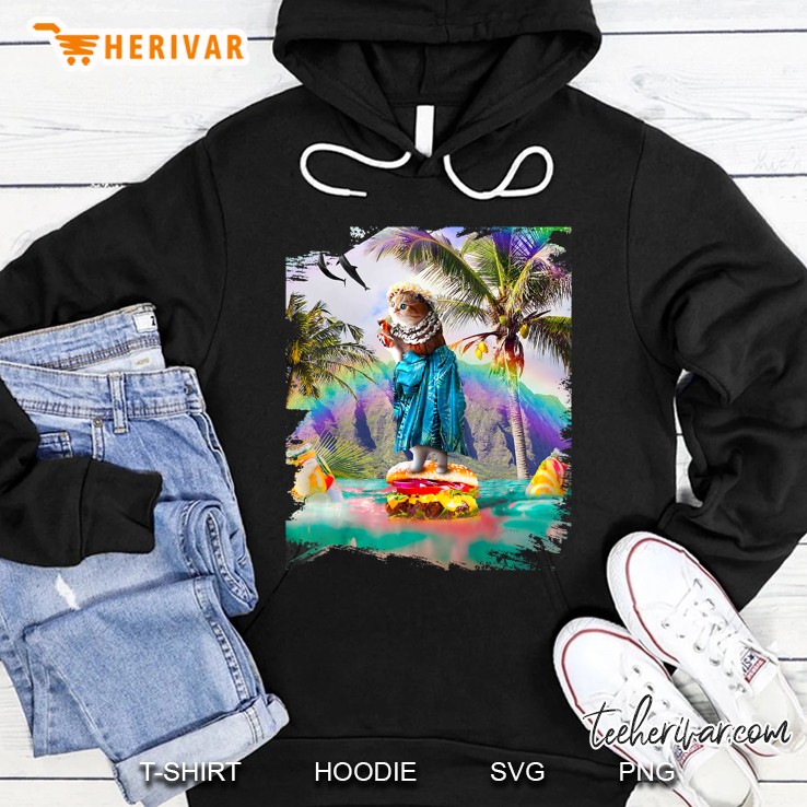Aloha Cat Surfing Cheeseburger Burger Hoodie