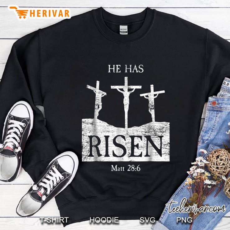 He Has Risen Jesus Matthew 286 Easter Bible Verse Sweatshirt