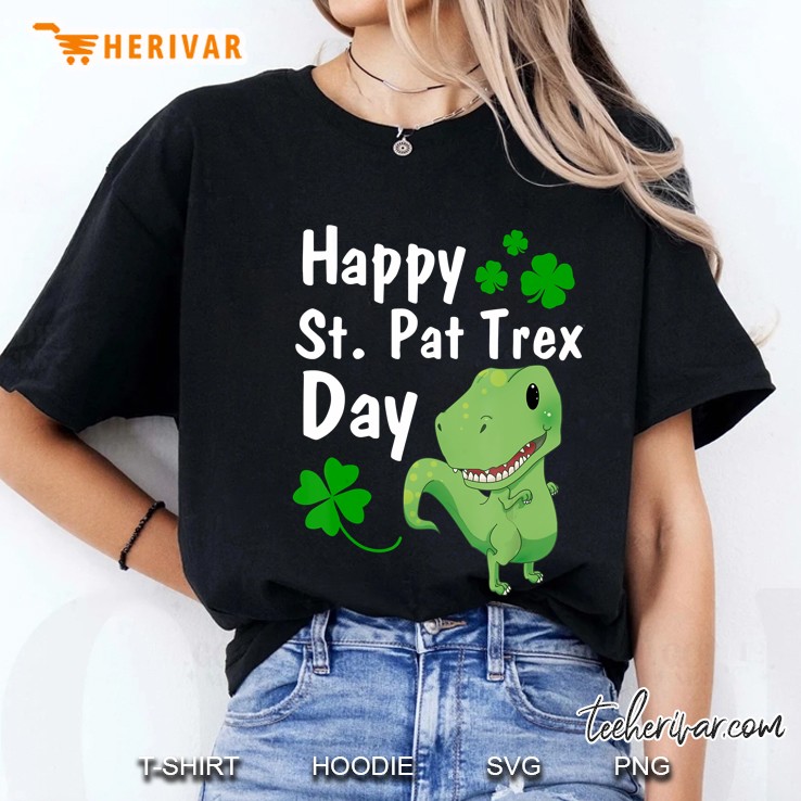 Happy St Pat Trex Day Cute T-Rex Four Leaf Clover Version Ladies Tee