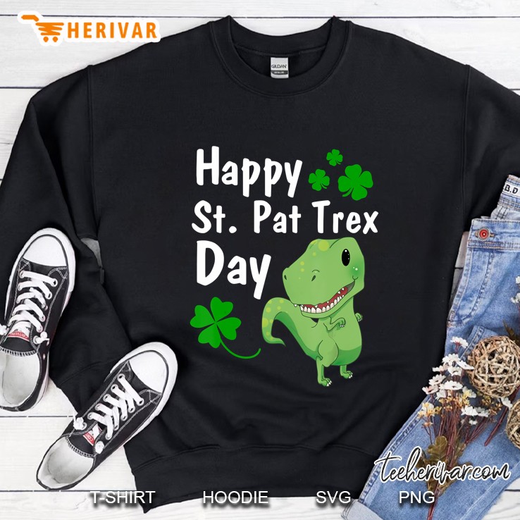 Happy St Pat Trex Day Cute T-Rex Four Leaf Clover Version Sweatshirt