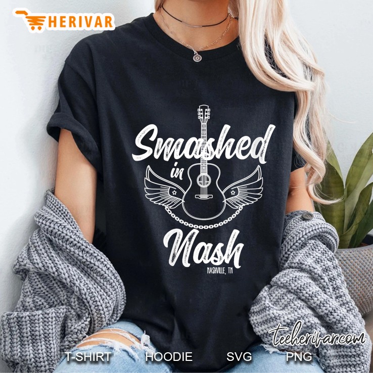 Smashed In Nash Drinking Party Guitar Ladies Tee