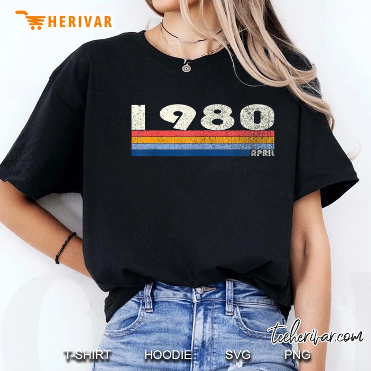 39Th Birthday Gift Retro Born In April Of 1980 Ladies Tee