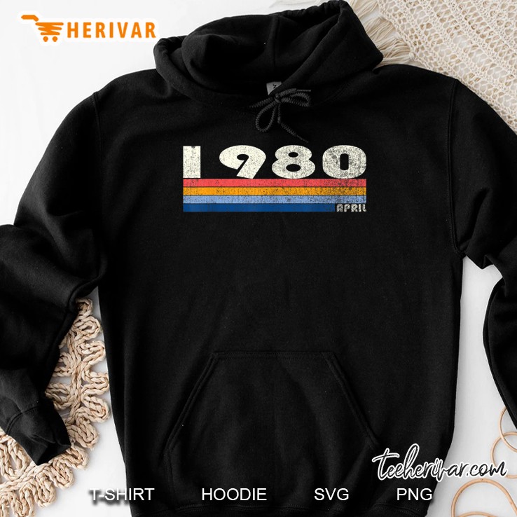39Th Birthday Gift Retro Born In April Of 1980 Hoodie