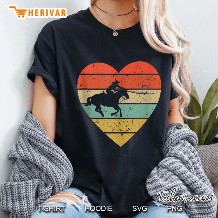 Roping Horse Calf Roper Heart Vintage Version Ladies Tee