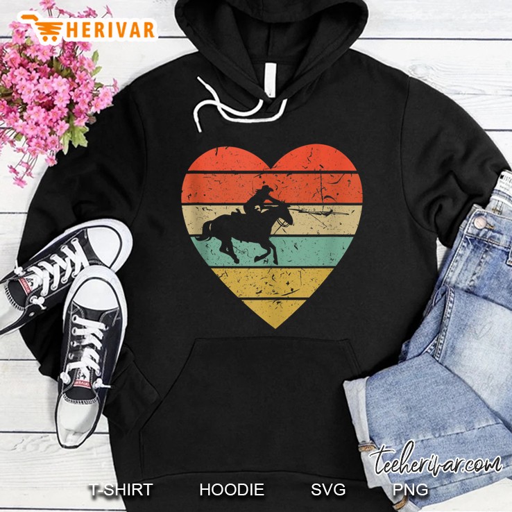 Roping Horse Calf Roper Heart Vintage Version Hoodie