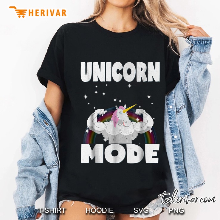 Unicorn Mode Rainbow Stars Ladies Tee