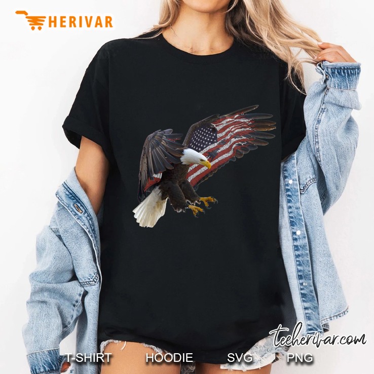 USA Flag Bald Eagle American Flag 4th Of July Ladies Tee