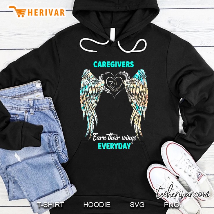 Caregivers Earn Their Wings Everyday Wings Heart Version Hoodie