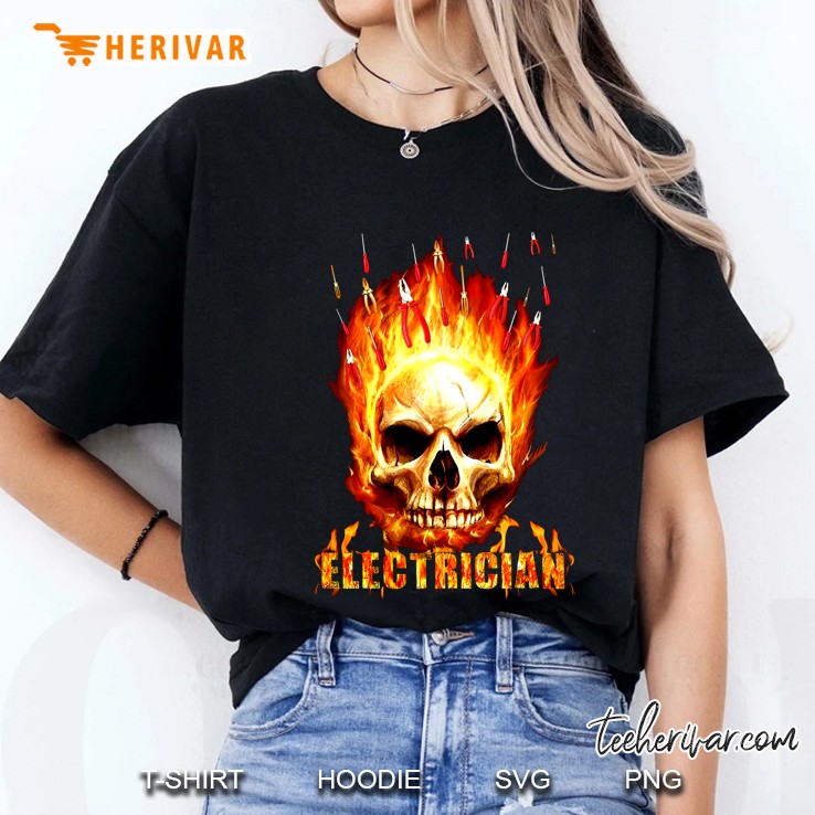 Electrician Fire Skull Version Ladies Tee