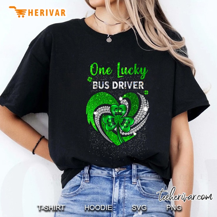 One Lucky Bus Driver Shamrock Heart Version Ladies Tee
